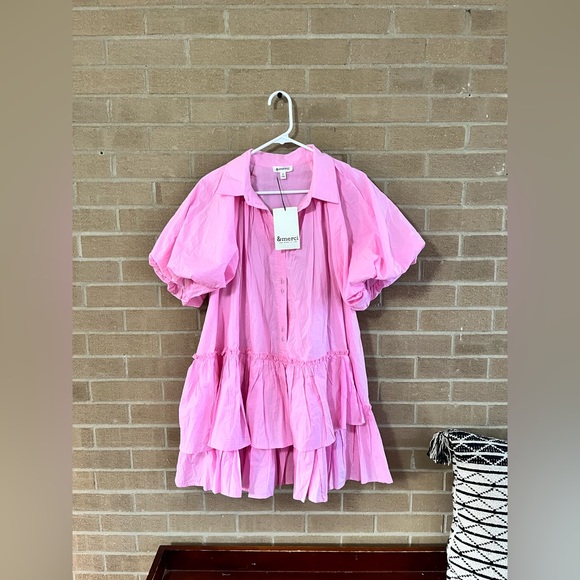 &mecci Pink Puff-Sleeve Mini Dress - Picture 2 of 5